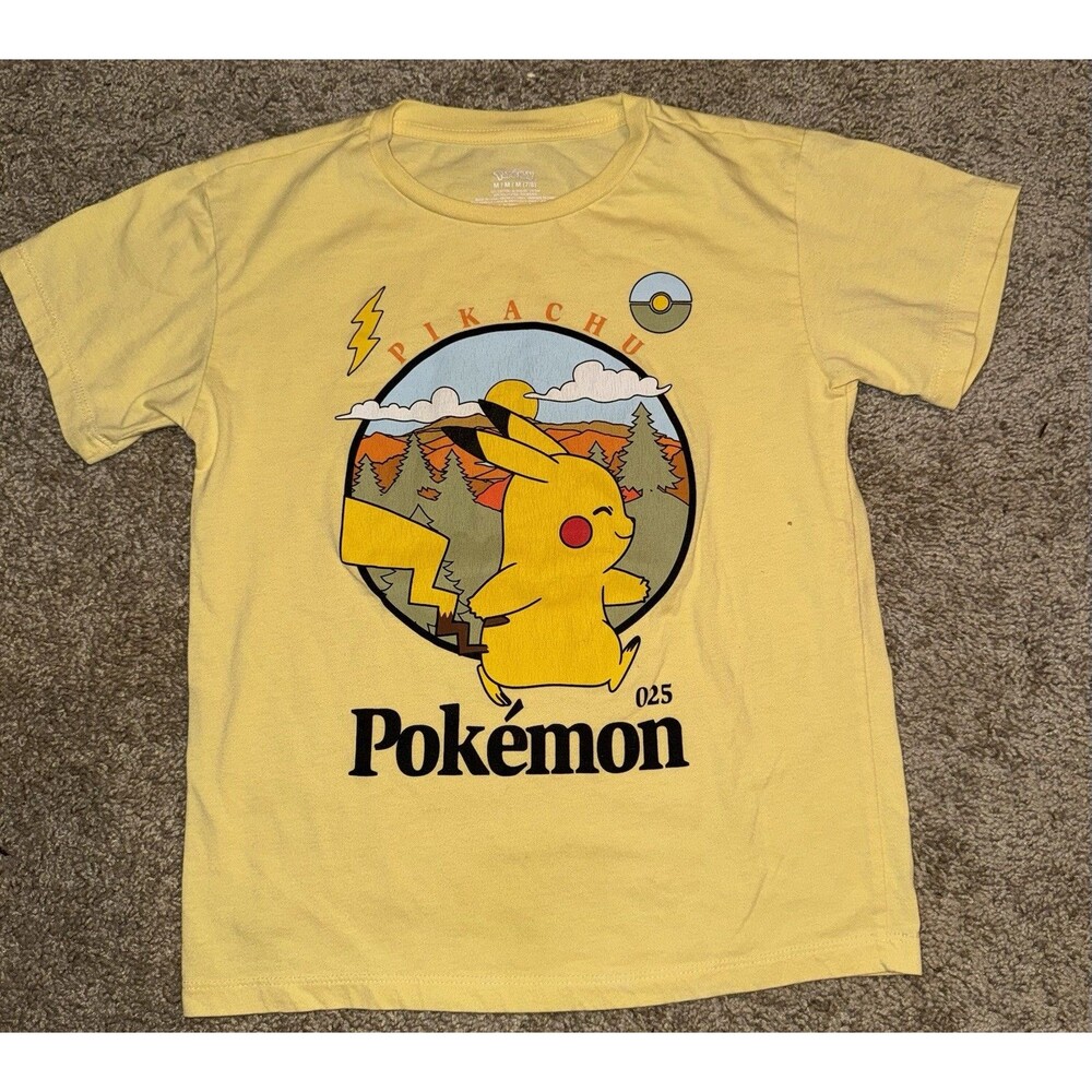 Pokémon Pikachu Yellow Kids T-Shirt M (7/8) Short Sleeve Cotton Blend